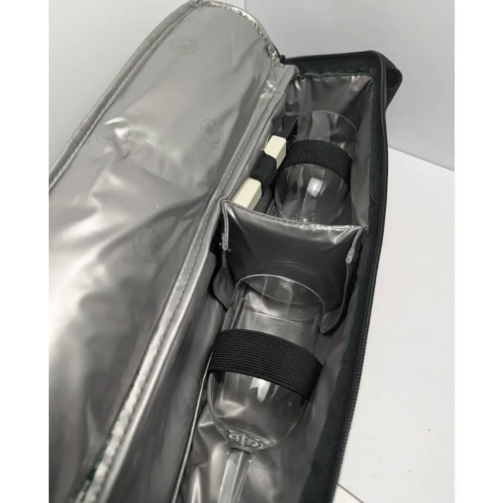 Coleman travel insulated beverage carrier for wine bottles w/ glasses & opener